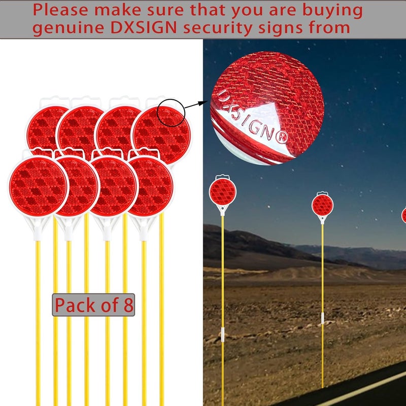 DXSIGN Reflectors for Driveway Entrance Orange Reflective Driveway Markers Snow Plow Markers Plow Markers 51 Inch Yellow Fiberglass Pole Double Sided Reflector for Driveway (8-Pack) - Image 5